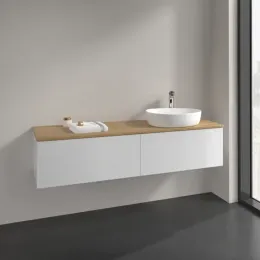Villeroy & Boch Antao Тумба под раковину, 2 выдвижных ящика, 1600 x 360 x 500 mm, лицевая поверхность без текстурированной отделки, Glossy White Lacquer / Honey Oak K38051GF
