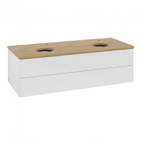 Villeroy & Boch Antao Тумба под раковину, 2 выдвижных ящика, 1200 x 360 x 500 mm, лицевая поверхность без текстурированной отделки, Glossy White Lacquer / Honey Oak K24051GF