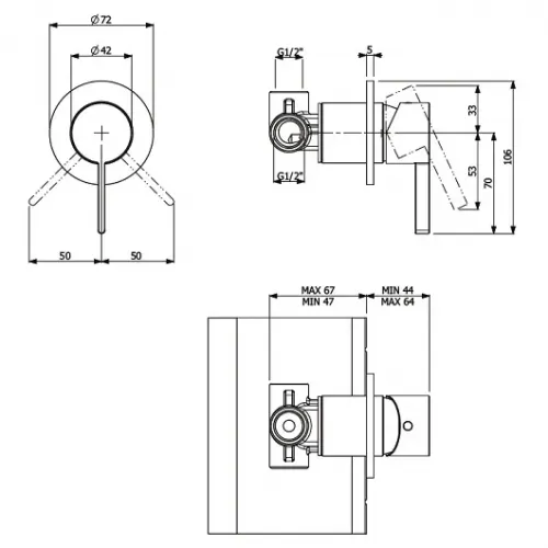 Смеситель Villeroy & Boch Dawn TVS106002000K5 для душа, черный матовый TVS106002000K5