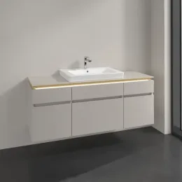 Villeroy & Boch Legato Тумба под раковину, с подсветкой, 5 выдвижных ящиков, 1400 x 550 x 500 mm, Soft Grey / Soft Grey B685L0VK