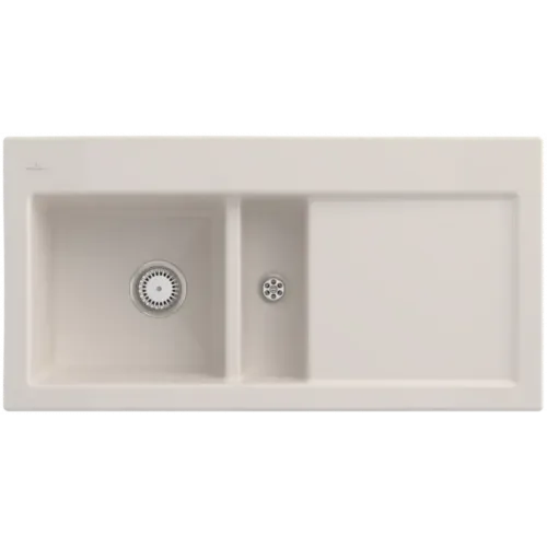 Villeroy & Boch Subway 60 Мойка, включая Комплект слива с ручным управлением, выкл Керамика, 1000 x 510 mm, Crema CeramicPlus 677001KR