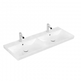 Villeroy & Boch Avento Двойная раковина для установки на тумбу, 1200 x 470 x 160 mm, Альпийский белый, с переливом 4A23CK01
