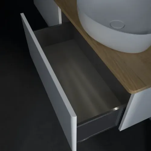 Villeroy & Boch Antao Тумба под раковину, с подсветкой, 2 выдвижных ящика, 1600 x 360 x 500 mm, лицевая поверхность без текстурированной отделки, Glossy White Lacquer / Honey Oak L38051GF