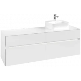 Villeroy & Boch Collaro Тумба под раковину, с подсветкой, 4 выдвижных ящика, 1600 x 548 x 500 mm, Glossy White / Glossy White C106B0DH