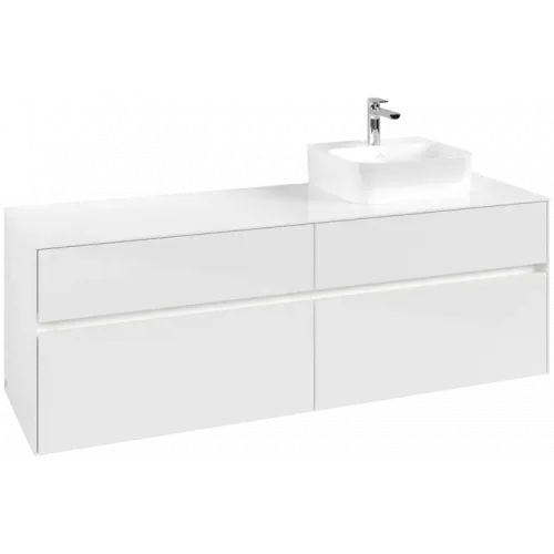 Villeroy & Boch Collaro Тумба под раковину, с подсветкой, 4 выдвижных ящика, 1600 x 548 x 500 mm, Glossy White / Glossy White C106B0DH