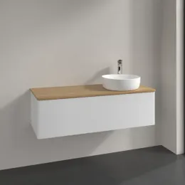 Villeroy & Boch Antao Тумба под раковину, 1 выдвижной ящик, 1200 x 360 x 500 mm, лицевая поверхность без текстурированной отделки, Glossy White Lacquer / Honey Oak K34051GF
