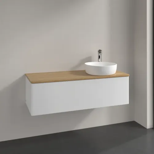Villeroy & Boch Antao Тумба под раковину, 1 выдвижной ящик, 1200 x 360 x 500 mm, лицевая поверхность без текстурированной отделки, Glossy White Lacquer / Honey Oak K34051GF