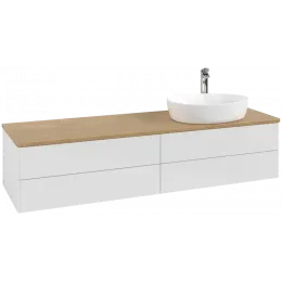 Villeroy & Boch Antao Тумба под раковину, с подсветкой, 4 выдвижных ящика, 1600 x 360 x 500 mm, лицевая поверхность без текстурированной отделки, Glossy White Lacquer / Honey Oak L27051GF