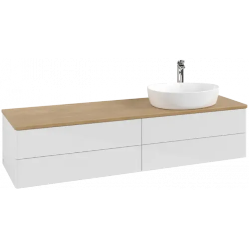 Villeroy & Boch Antao Тумба под раковину, с подсветкой, 4 выдвижных ящика, 1600 x 360 x 500 mm, лицевая поверхность без текстурированной отделки, Glossy White Lacquer / Honey Oak L27051GF