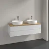 Villeroy & Boch Antao Тумба под раковину, 2 выдвижных ящика, 1200 x 360 x 500 mm, лицевая поверхность без текстурированной отделки, Glossy White Lacquer / Honey Oak K24051GF