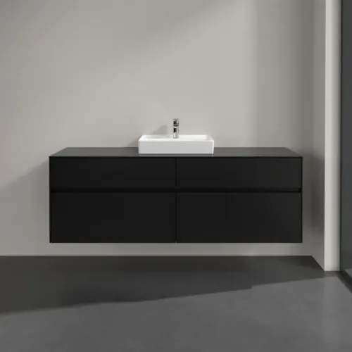 Villeroy & Boch Collaro Тумба под раковину, с подсветкой, 4 выдвижных ящика, 1600 x 548 x 500 mm, Black Matt Lacquer / Black Matt Lacquer C077B0PD
