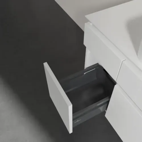 Villeroy & Boch Legato Тумба под раковину, 5 выдвижных ящиков, 1200 x 550 x 500 mm, Glossy White / Glossy White B75800DH