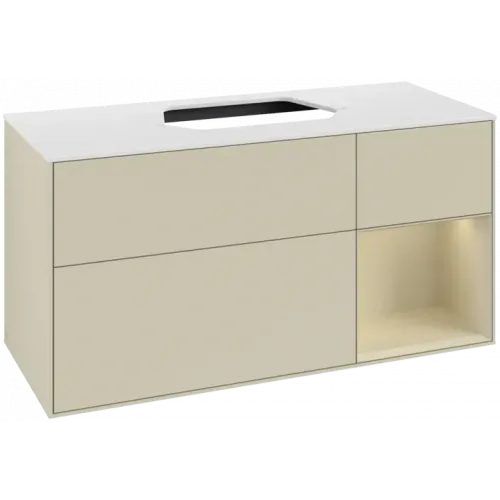 Villeroy & Boch Finion Тумба под раковину, с подсветкой, 3 выдвижных ящика, 1200 x 603 x 501 mm, Silk Grey Matt Lacquer / Silk Grey Matt Lacquer F421HJHJ