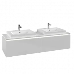 Villeroy & Boch Legato Тумба под раковину, с подсветкой, 2 выдвижных ящика, 1600 x 380 x 500 mm, Glossy White / Glossy White B692L0DH