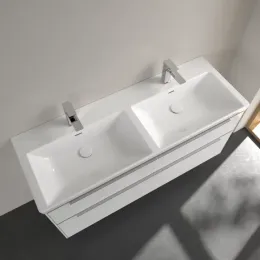 Villeroy & Boch Subway 3.0 Двойная раковина для установки на тумбу, 1300 x 475 x 165 mm, Альпийский белый, с переливом 4A71D501