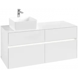 Villeroy & Boch Collaro Тумба под раковину, с подсветкой, 4 выдвижных ящика, 1200 x 548 x 500 mm, Glossy White / Glossy White C042B0DH