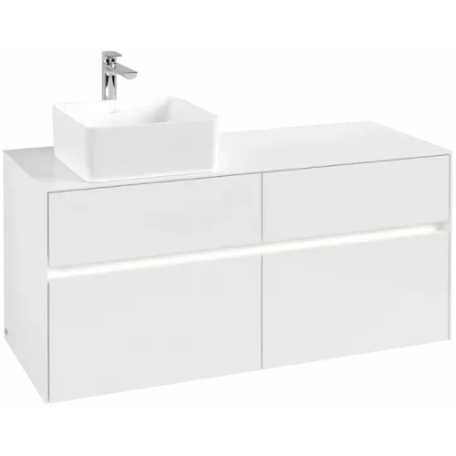 Villeroy & Boch Collaro Тумба под раковину, с подсветкой, 4 выдвижных ящика, 1200 x 548 x 500 mm, Glossy White / Glossy White C042B0DH