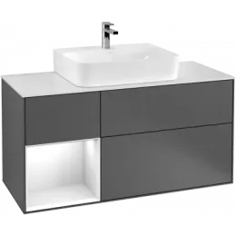 Villeroy & Boch Finion Тумба под раковину, с подсветкой, 3 выдвижных ящика, 1200 x 603 x 501 mm, Silk Grey Matt Lacquer / Silk Grey Matt Lacquer G161HJHJ