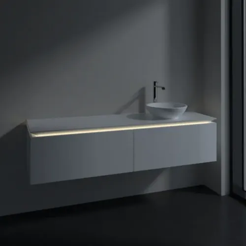 Villeroy & Boch Legato Тумба под раковину, с подсветкой, 2 выдвижных ящика, 1600 x 380 x 500 mm, Glossy White / Glossy White B597L0DH