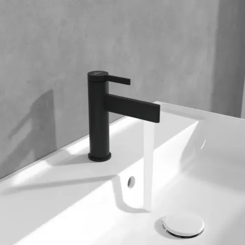 Villeroy & Boch Dawn Смеситель для раковины однорычажный без Выдвижной механизм слива, Черный матовый TVW106103151K5