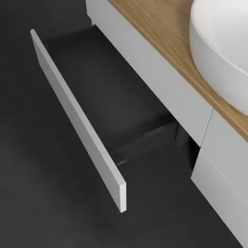 Villeroy & Boch Antao Тумба под раковину, 4 выдвижных ящика, 1600 x 360 x 500 mm, лицевая поверхность без текстурированной отделки, Glossy White Lacquer / Honey Oak K25051GF