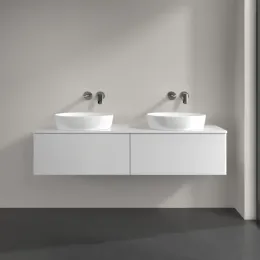 Villeroy & Boch Antao Тумба под раковину, с подсветкой, 2 выдвижных ящика, 1600 x 360 x 500 mm, лицевая поверхность без текстурированной отделки, Glossy White Lacquer / Glossy White Lacquer L39010GF