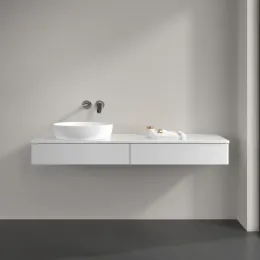 Villeroy & Boch Antao Тумба под раковину, 2 выдвижных ящика, 1600 x 190 x 500 mm, лицевая поверхность без текстурированной отделки, Glossy White Lacquer / Glossy White Lacquer K15010GF