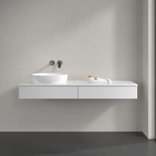 Villeroy & Boch Antao Тумба под раковину, 2 выдвижных ящика, 1600 x 190 x 500 mm, лицевая поверхность без текстурированной отделки, Glossy White Lacquer / Glossy White Lacquer K15010GF