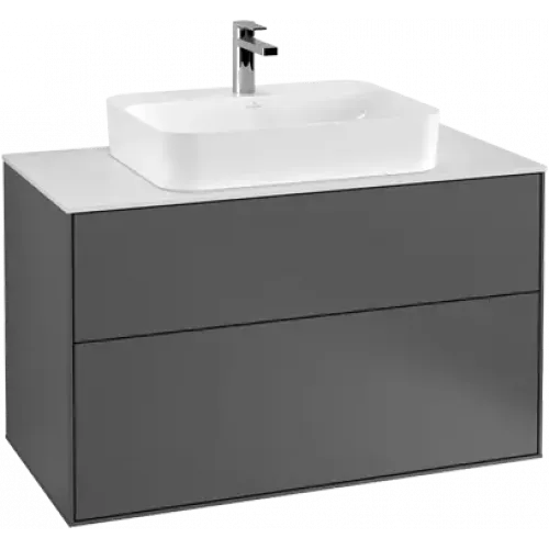 Villeroy & Boch Finion Тумба под раковину, с подсветкой, 2 выдвижных ящика, 1000 x 603 x 501 mm, Silk Grey Matt Lacquer G35100HJ