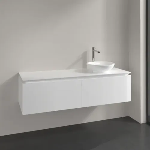Villeroy & Boch Legato Тумба под раковину, 2 выдвижных ящика, 1400 x 380 x 500 mm, Glossy White / Glossy White B58900DH
