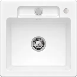 Villeroy & Boch Siluet 50 S flat Мойка, включая Комплект слива с эксцентриком, выкл TitanCeram, 470 x 470 mm, Snow White CeramicPlus 33452FKG