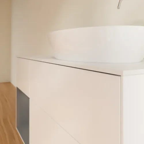 Villeroy & Boch Finion Тумба под раковину, с подсветкой, 3 выдвижных ящика, 1200 x 603 x 501 mm, White Matt Lacquer / Anthracite Matt Lacquer F921GKMT