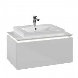 Villeroy & Boch Legato Тумба под раковину, с подсветкой, 1 выдвижной ящик, 800 x 380 x 500 mm, Glossy White / Glossy White B678L0DH