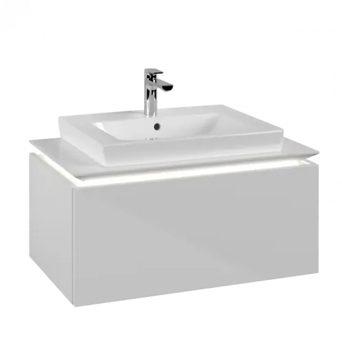 Villeroy & Boch Legato Тумба под раковину, с подсветкой, 1 выдвижной ящик, 800 x 380 x 500 mm, Glossy White / Glossy White B678L0DH