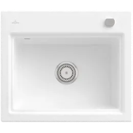Villeroy & Boch Subway Style 60 S Мойка, включая Комплект слива с эксцентриком, сливная решетка , выкл Керамика, 600 x 510 mm, Альпийский белый CeramicPlus 336602R1