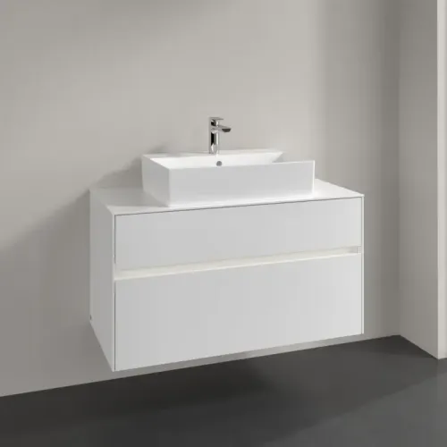 Villeroy & Boch Collaro Тумба под раковину, с подсветкой, 2 выдвижных ящика, 1000 x 548 x 500 mm, Glossy White / Glossy White C125B0DH