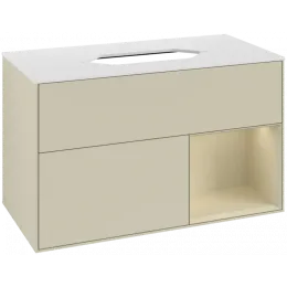 Villeroy & Boch Finion Тумба под раковину, с подсветкой, 2 выдвижных ящика, 1000 x 603 x 501 mm, Silk Grey Matt Lacquer / Silk Grey Matt Lacquer F661HJHJ