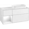 Villeroy & Boch Finion Тумба под раковину, с подсветкой, 3 выдвижных ящика, 1200 x 603 x 501 mm, Glossy White Lacquer / Glossy White Lacquer F681GFGF