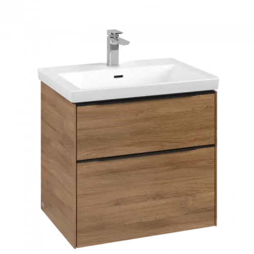 Villeroy & Boch Subway 3.0 Тумба под раковину, с подсветкой, 2 выдвижных ящика, 622 x 576 x 478 mm, Oak Kansas C576L1RH