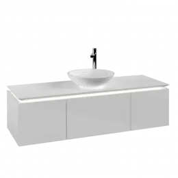 Villeroy & Boch Legato Тумба под раковину, с подсветкой, 3 выдвижных ящика, 1400 x 380 x 500 mm, Glossy White / Glossy White B585L0DH