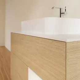 Villeroy & Boch Finion Тумба под раковину, с подсветкой, 2 выдвижных ящика, 1000 x 603 x 501 mm, Oak Veneer / Glossy White Lacquer F371GFPC
