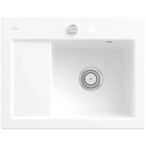 Villeroy & Boch Subway 45 Compact Мойка, включая Комплект слива с эксцентриком, выкл Керамика, 650 x 510 mm, Альпийский белый CeramicPlus 331302R1