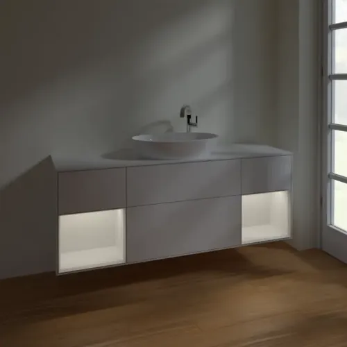 Villeroy & Boch Finion Тумба под раковину, с подсветкой, 4 выдвижных ящика, 1600 x 603 x 501 mm, Glossy White Lacquer / Glossy White Lacquer F981GFGF