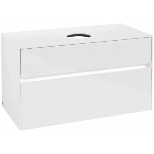 Villeroy & Boch Collaro Тумба под раковину, с подсветкой, 2 выдвижных ящика, 1000 x 548 x 500 mm, Glossy White / Glossy White C038B0DH