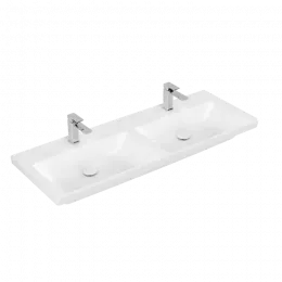 Villeroy & Boch Subway 3.0 Двойная раковина для установки на тумбу, 1300 x 475 x 165 mm, Альпийский белый, без перелива 4A71D301