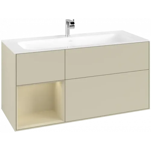 Villeroy & Boch Finion Тумба под раковину, с подсветкой, 3 выдвижных ящика, 1196 x 591 x 498 mm, Silk Grey Matt Lacquer / Silk Grey Matt Lacquer G060HJHJ