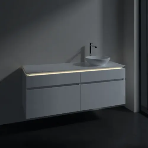 Villeroy & Boch Legato Тумба под раковину, с подсветкой, 4 выдвижных ящика, 1400 x 550 x 500 mm, Glossy White / Glossy White B590L0DH