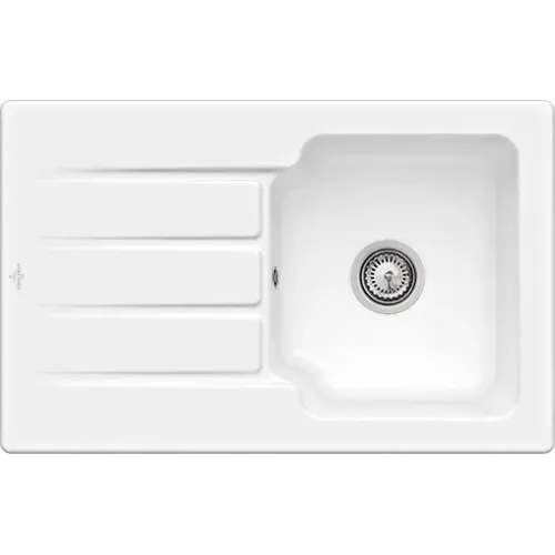 Villeroy & Boch Architectura 45 Мойка, включая Комплект слива с ручным управлением, выкл Керамика, 800 x 510 mm, Альпийский белый CeramicPlus 334001R1