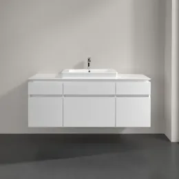 Villeroy & Boch Legato Тумба под раковину, 5 выдвижных ящиков, 1400 x 550 x 500 mm, Glossy White / Glossy White B68500DH