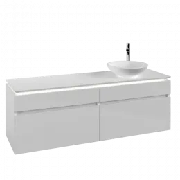 Villeroy & Boch Legato Тумба под раковину, с подсветкой, 4 выдвижных ящика, 1600 x 550 x 500 mm, Glossy White / Glossy White B598L0DH